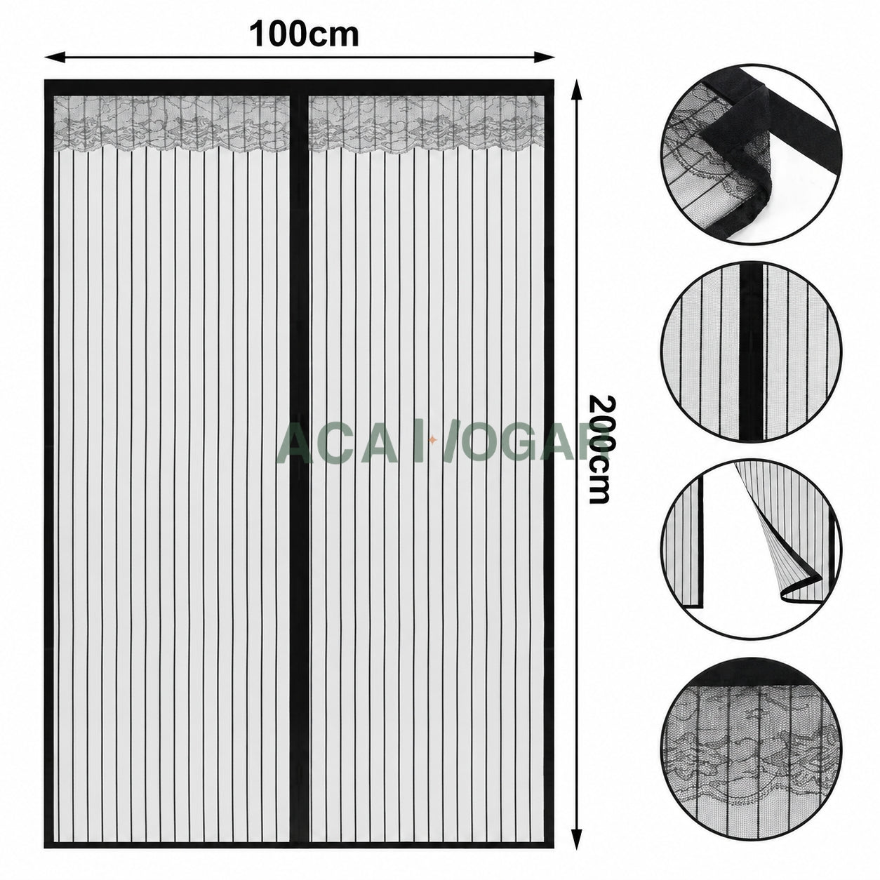 Cortina Mosquitera Magnética para Puertas 100 x 200 cm™
