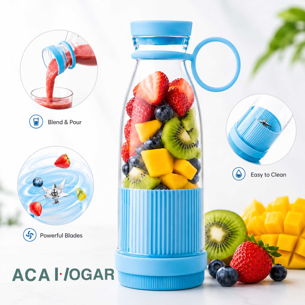 Botella Batidora Portátil USB Recargable 420 ml para Smoothies™