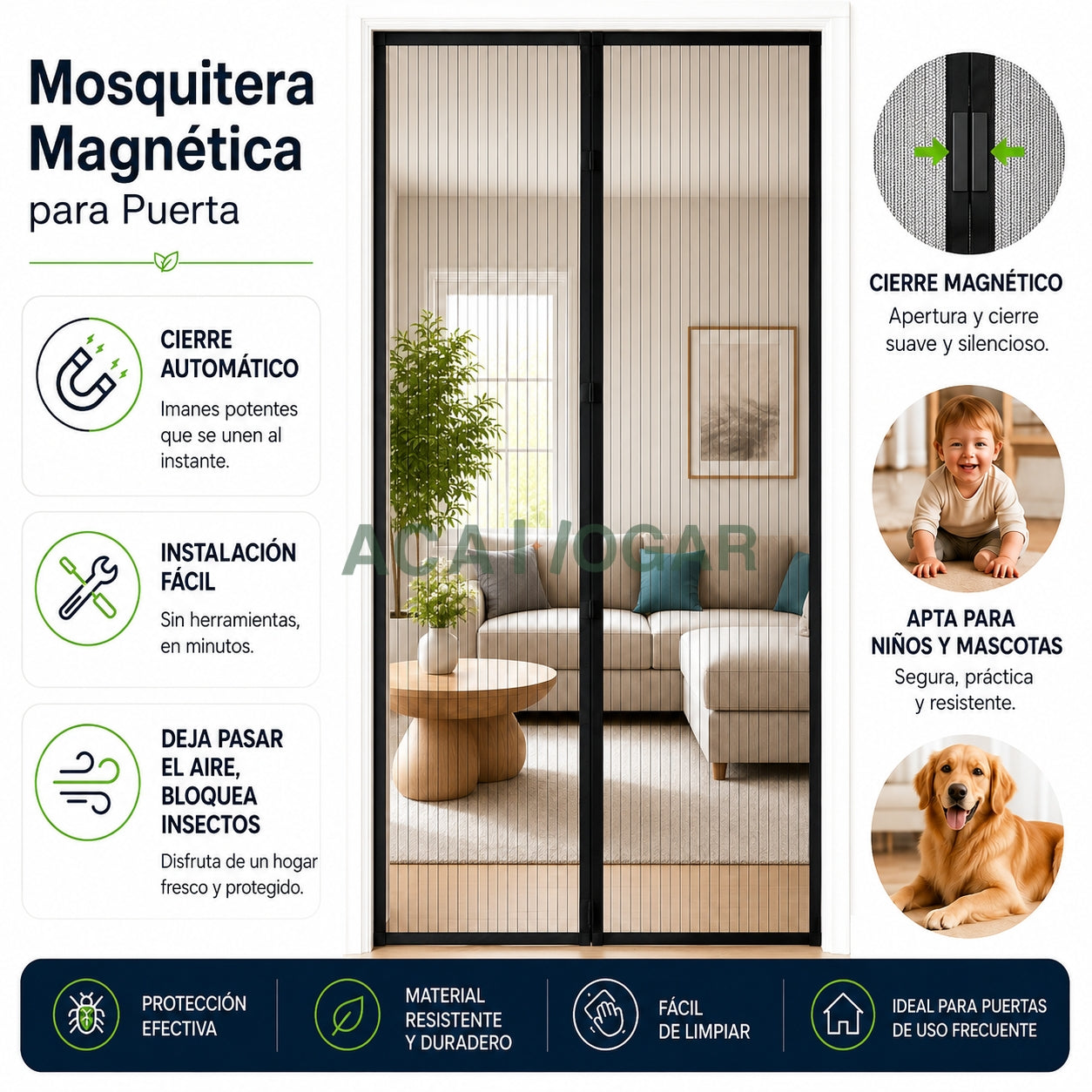 Cortina Mosquitera Magnética para Puertas 100 x 200 cm™